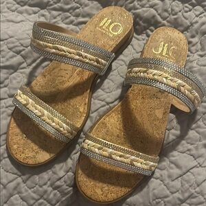 Jennifer Lopez Beige and Silver Women's Sandals